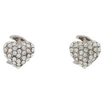 Brinco Strass Coração e Lua Prateado BC0685 Brinco Strass Coração e Lua Prateado BC0685