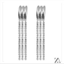 Brinco Strass de Franja Base Lisa