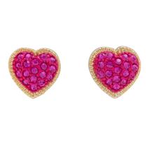 Brinco Strass Dourado Coração BC2858