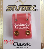 Brinco studex classic 2mm bezel azul pequeno dourado Brinco studex classic 2mm bezel azul pequeno dourado