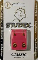 Brinco studex classic 2mm bezel verde pequeno dourado