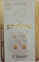 BRINCO STUDEX CLASSIC 3MM BEZEL CRISTAL MEDIO DOURADO Cor:Dourado