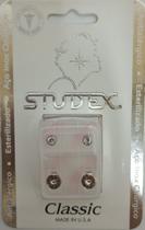 Brinco studex classic 3mm bezel cristal medio prata cor:prateado