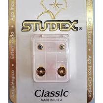 Brinco studex classic 3mm bezel furtacor medio dourado cor:dourado