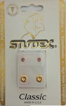 Brinco studex classic 3mm bezel rosa claro medio dourado cor:dourado