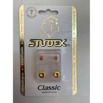 Brinco studex classic 3mm bezel rosa medio dourado cor:dourado