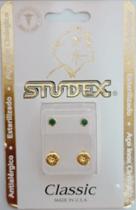 Brinco studex classic 3mm bezel verde esmeralda medio dourado cor:dourado Brinco studex classic 3mm bezel verde esmeralda medio dourado cor:dourado