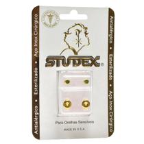 Brinco studex classic 3mm bezel verde medio dourado cor:dourado