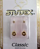Brinco studex classic 3mm estrela com pedra medio dourado cor:dourado