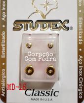 Brinco studex classic 4mm coração cristal medio dourado Brinco studex classic 4mm coração cristal medio dourado