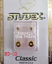 Brinco studex classic 4mm estrela com pedra medio dourado