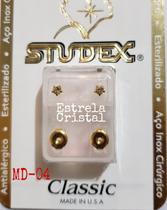 Brinco studex classic 4mm estrelado cristal medio dourado