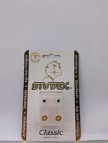 Brinco studex classic 4mm estrelado verde esmeralda medio dourado