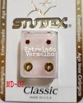 Brinco studex classic 4mm estrelado vermelho medio dourado Brinco studex classic 4mm estrelado vermelho medio dourado