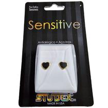 Brinco studex sensitive ad coração preto s3562y