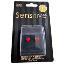 Brinco studex sensitive zodíaco 5mm áries - rubi vermelho cor:dourado