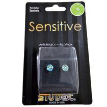 Brinco studex sensitive zodíaco 5mm virgem - aquamarine azul cor:dourado