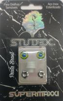 Brinco studex supermaxxi bezel brasil 6mm prateado