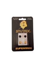 Brinco studex supermaxxi bezel preto 6mm l6225y dourado