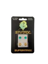 Brinco studex supermaxxi estrelado azul 6mm l6112y dourado