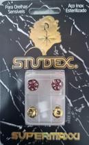 Brinco studex supermaxxi flor rosa ld66023y dourado
