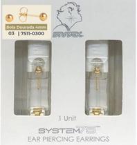 Brinco studex system 75 adulto par aquamarine 3mm dourado Brinco studex system 75 adulto par aquamarine 3mm dourado