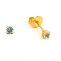 Brinco studex system 75 adulto par aquamarine 3mm dourado Brinco studex system 75 adulto par aquamarine 3mm dourado