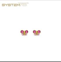 Brinco studex system 75 borboleta rosa e cristal 8mm dourado Brinco studex system 75 borboleta rosa e cristal 8mm dourado