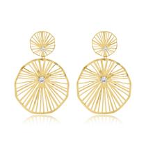 Brinco Sun Coral com Zircônia Banhado a Ouro 18k Brinco Sun Coral com Zircônia Banhado a Ouro 18k
