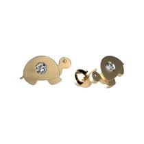 Brinco Tartaruguinha Brilho Zircônia Ouro 18K Baby Press 23484 K085 Brinco Tartaruguinha Brilho Zircônia Ouro 18K Baby Press 23484 K085