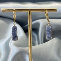 Brinco toquinho argolinha (ouro)- quartzo azul