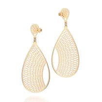 Brinco Trabalhado Feminino Gota Rommanel Banhado Ouro 18k 527330 Brinco Trabalhado Feminino Gota Rommanel Banhado Ouro 18k 527330