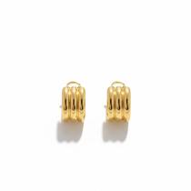 Brinco Três Caneletas Lisas Banhado a Ouro 18K Brinco Três Caneletas Lisas Banhado a Ouro 18K