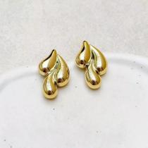 Brinco Tres Mini Gotas Dourado Brinco Tres Mini Gotas Dourado