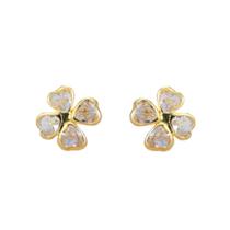 Brinco Trevo 7 mm com Zircônia Ouro 18k