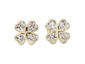 Brinco Trevo Baby, Em Ouro 18K Brinco Trevo Baby, Em Ouro 18K