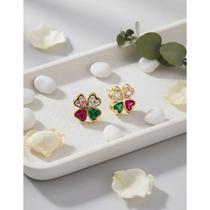 Brinco Trevo de Zircônias Em Ouro 18k