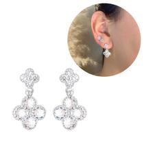 Brinco Trevo Lv Cravejado Antialérgico Ouro18k Prata925 Garantia Vitalícia