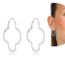 Brinco Trevo Prata 925 Legítima Estrelinha Van feminino pura Brinco Trevo Prata 925 Legítima Estrelinha Van feminino pura