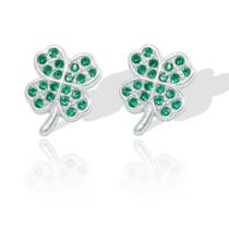 Brinco Trevo Sorte Cravejado Pedra Verde Zirconia Prata Lei Brinco Trevo Sorte Cravejado Pedra Verde Zirconia Prata Lei