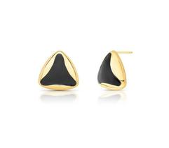 Brinco Triangular Abaulado Esmaltado Banhado a Ouro - 2,3 cm Brinco Triangular Abaulado Esmaltado Banhado a Ouro - 2,3 cm
