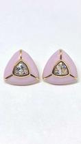 Brinco Triangular Banhado Ouro Zirconia Luxo Elegante 224284 Cor:Lilas