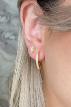 Brinco Triangular Médio Com Zircônia Banhado Em Ouro 18k Cor:dourado
