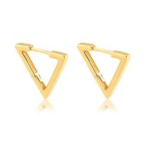 Brinco Triangular Triângulo Argola De Click Banhado A Ouro