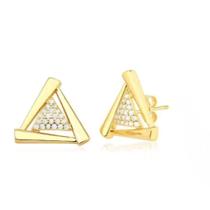 Brinco Triangulo Com Microzirconias Dourado Lizzy Fatin Brinco Triangulo Com Microzirconias Dourado Lizzy Fatin