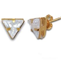 Brinco Triangulo de Zirconia Banhado Ouro 18k