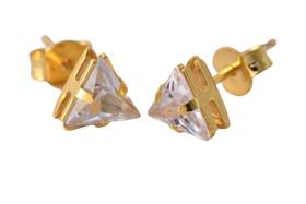 Brinco Triângulo De Zircônia Folheado