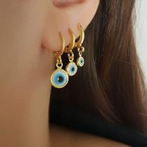 Brinco Trio Argola Olho Grego Banhado em Ouro 18K Brinco Trio Argola Olho Grego Banhado em Ouro 18K