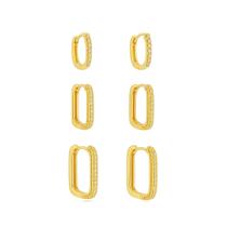 Brinco Trio Argola Retangular - Banhado a Ouro 18k Brinco Trio Argola Retangular - Banhado a Ouro 18k