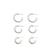 Brinco Trio Argola Trançada Banhado a Prata